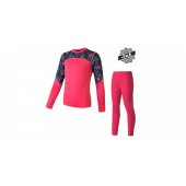 SENSOR MERINO IMPRESS SET dětský triko dl.rukáv + spodky magenta/floral + DÁREK DLE VÝBĚRU!