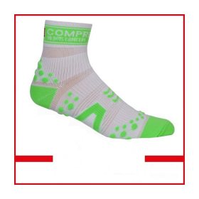 COMPRESSPORT Pro Racing RUN SOCKS V2 high bílé se zelenými výstupky