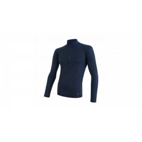 SENSOR MERINO DF pánské triko dl. rukáv zip deep blue